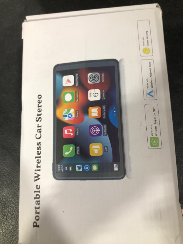 Photo 1 of Portable Wireless with Apple CarPlay and Android Auto Screen for Car, 7" HD Touch Screen Car Stereo with Mirror Link, Bluetooth 5.2, Backup Camera, AUX,FM Transmitter for All Vehicle
