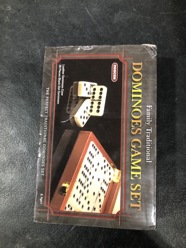 Photo 1 of ZOOCEN Double 6 Dominoes Set in Leatherette Case (28 Tiles with Spinner), Ivory