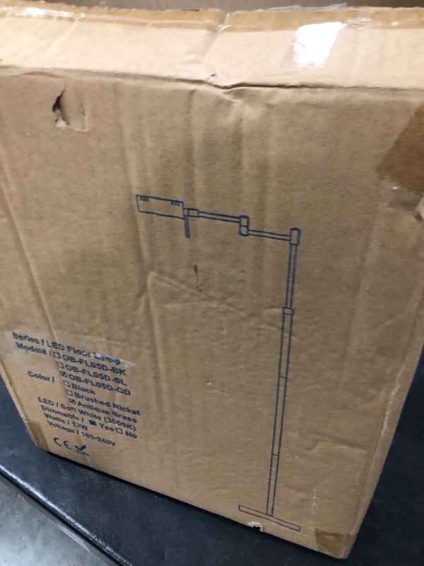 Photo 1 of O’Bright Dimmable LED Pharmacy Floor Lamp, 12W LED, Full Range Dimming, 360 Degree Swing Arms, Adjustable Heights, Standing Lamp for Reading, Sewing, and Craft, ETL Listed, Antique Brass (Gold)