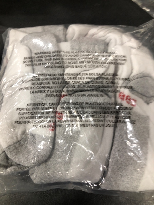 Photo 1 of Hanes Mens Double Tough Socks, 12-pair Pack Crew Socks, White/Grey Foot Bottom, 6-12