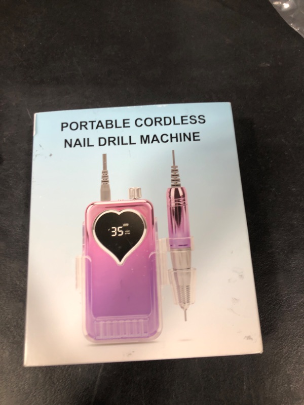Photo 1 of Nail Drill Electric File: 35000RPM Rechargeable Nail Drill Machine, Portable Cordless E-File Nail Kit with Bits for Acrylic Nails Remove Nail Gel Polish Manicure