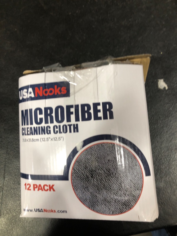 Photo 1 of USANOOKS Microfiber Cleaning Cloth Grey - 12 Pcs (12.5"x12.5") - High Performance - 1200 Washes, Ultra Absorbent Microfiber Towel Weave Grime & Liquid for Streak-Free Mirror Shine - Car Washing Cloth