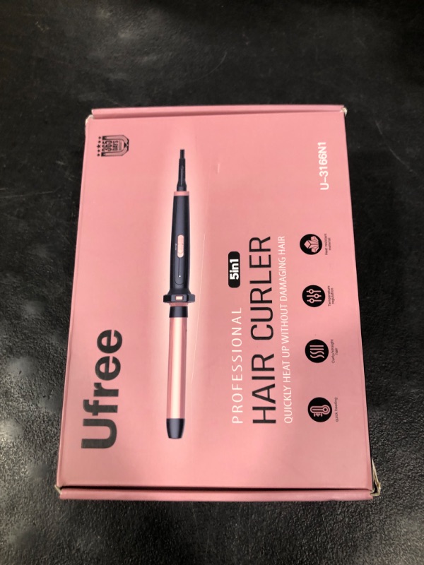 Photo 1 of Ufree 5 in 1 Curling Iron with Interchangeable Ceramic Barrels (0.35"-1.25"), Curling Wand Set with Flat Iron Hair Straightener, Instant Heat Up, Dual Voltage Hair Curler, Gifts for Women