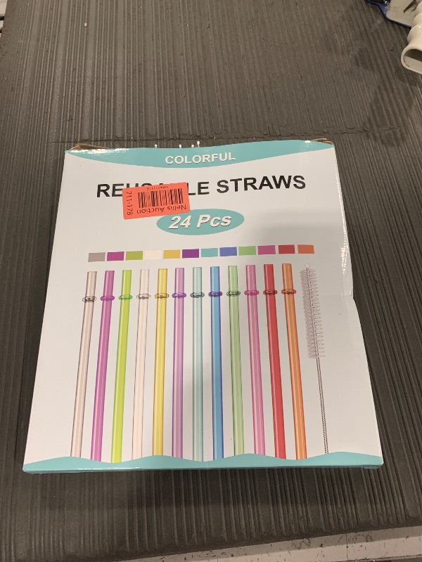 Photo 1 of 24 PCS, Reusable Straws with 4 Brushes, 10.5" Long Tritan Hard Plastic Straws, 12 Colors Translucent Replacement Drinking for 16OZ-32 OZ Tumblers, Cups, Jars, Stanley, YETI, Starbucks, BPA Free
