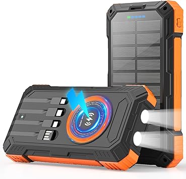 Photo 1 of Solar Charger Power Bank 49800mAh Wireless Portable Phone Charger, 22.5W QC3.0 Fast Charging Built in 4 Cables with USB C 6 Outputs & 2 Inputs for All Cell Phone
