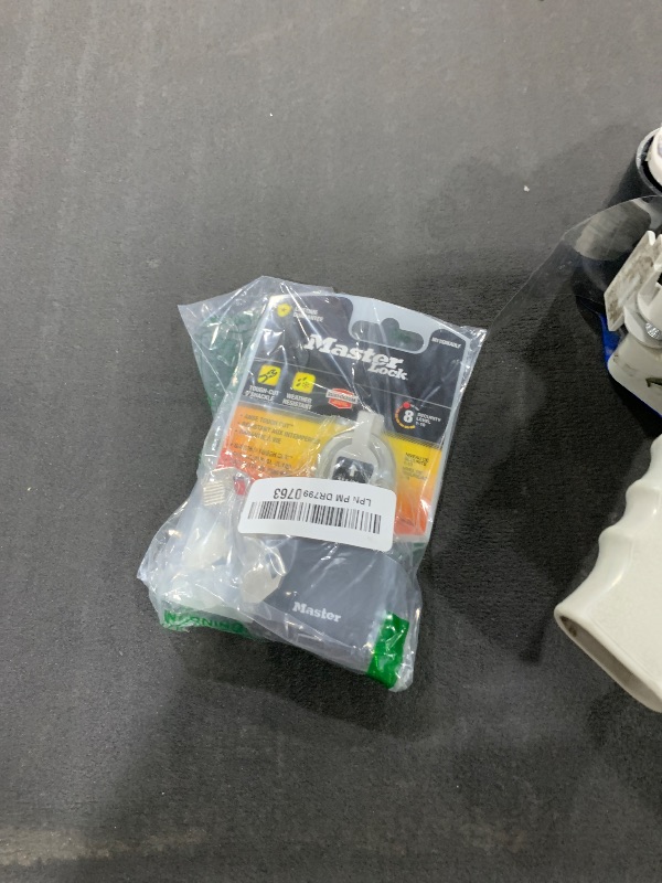 Photo 1 of Master Lock 1-7/8 in. H x 1-3/16 in. W x 1-3/4 in. L Vinyl Covered Dual Ball Bearing Locking Padlock
