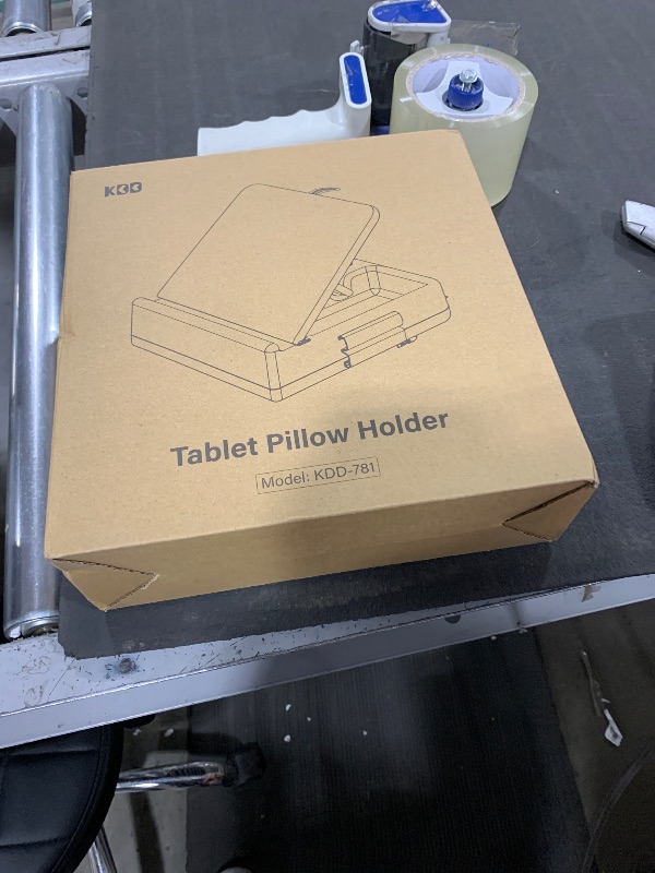 Photo 1 of KDD Tablet Pillow Stand with Storage, Foldable iPad Holder for Lap, Desk and Bed, Angle Adjustable Soft Pad Dock with Stylus Mount Compatible with iPad Pro, Air, mini, Book, Phone and Tablet (4-13")