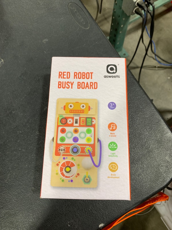 Photo 1 of Asweets Montessori Wooden Busy Board Toy for Toddler, Red Robot Sensory Board with 8 LED Shape Light Switches, Travel & Gift Toys for Kids, 3.9''L x 2.0''W x 7.5''H