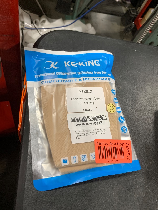 Photo 1 of KEKING® Compression Arm Sleeves, Firm 20-30mmHg Graduated Compression Full Arm Support for Recovery, Pain Relief, Tendonitis, Golfers & Tennis Elbow Brace, Workouts Sports - Latex Free Beige S