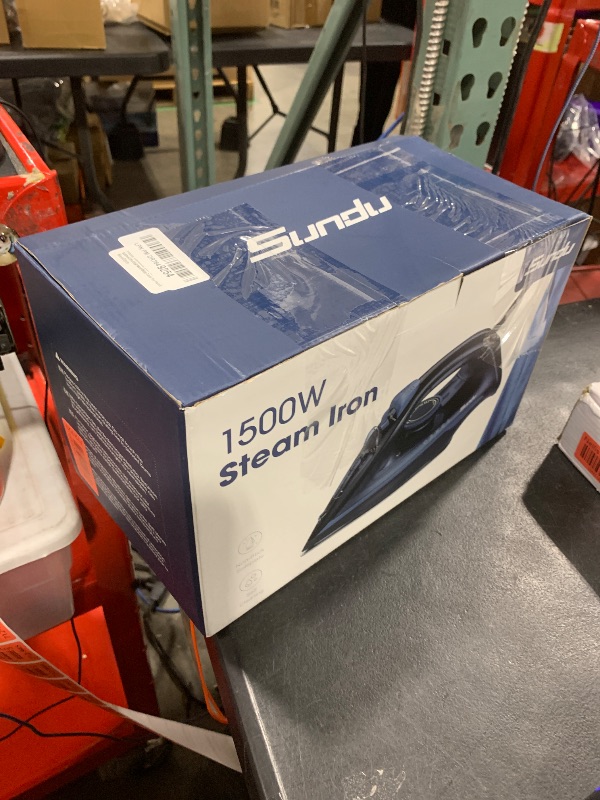 Photo 1 of Sundu Steam Iron for Clothes with Rapid Heating Ceramic Coated Soleplate, 1700W with Precise Thermostat Dial, Self-Cleaning, Auto-Off, 15.21oz Water Tank for Home Clothes Ironing Use, Blue