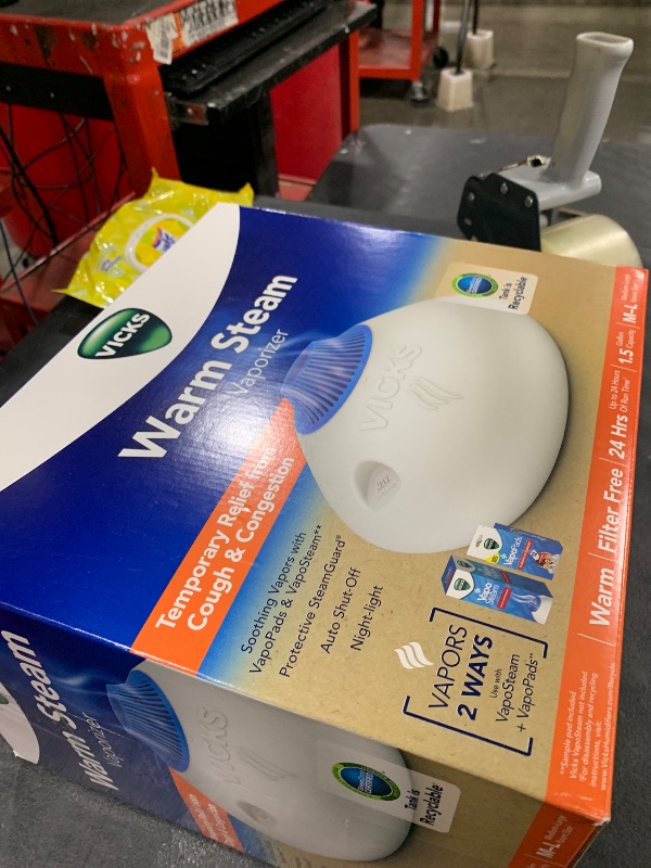 Photo 1 of Vicks Warm Steam Vaporizer, Small to Medium Rooms, 1.5 Gallon Tank – Warm Mist Humidifier for Baby and Kids Rooms with Night Light, Works with Vicks VapoPads and VapoSteam