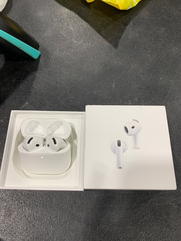 Photo 1 of Apple AirPods 4 Wireless Earbuds, Bluetooth Headphones, with Active Noise Cancellation, Adaptive Audio, Transparency Mode, Personalized Spatial Audio, USB-C Charging Case, Wireless Charging, H2 Chip