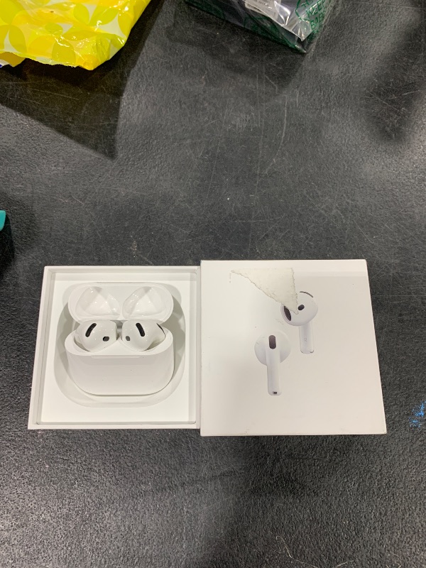 Photo 1 of Apple AirPods 4 Wireless Earbuds, Bluetooth Headphones, with Active Noise Cancellation, Adaptive Audio, Transparency Mode, Personalized Spatial Audio, USB-C Charging Case, Wireless Charging, H2 Chip