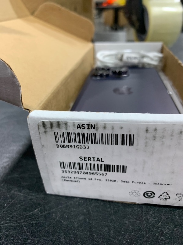 Photo 1 of Apple iPhone 14 Pro, 256GB, Deep Purple - Unlocked (Renewed)