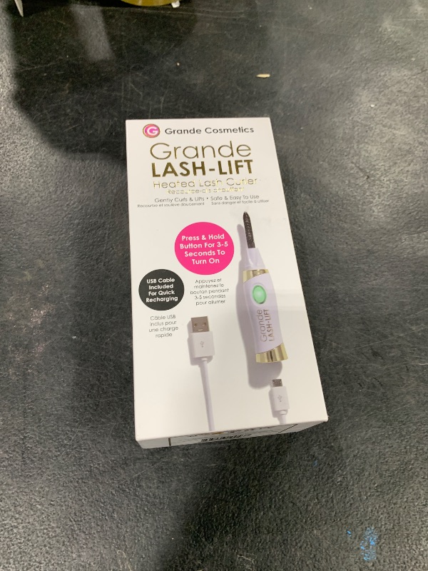Photo 1 of Grande Cosmetics LASH-LIFT Heated Lash Curler, Rechargeable and Travel Friendly, 2 Heat Settings, White