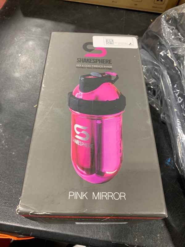 Photo 1 of SHAKESPHERE Steel Protein Shaker Bottle - Insulated, BPA-Free, 24oz - Leak-Proof, Easy to Clean, No Blender Ball Needed - Keeps Drinks Hot & Cold - Ideal for Shakes & Smoothies (Mirrored Pink)