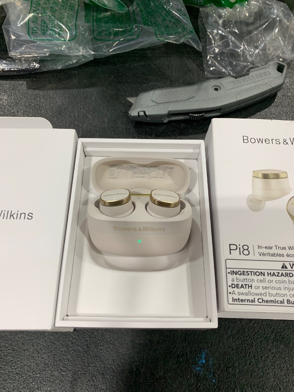 Photo 1 of Bowers & Wilkins Pi8 Wireless Earbuds (Dove White), in-Ear Bluetooth Earphones with Qualcomm Chipset & aptX Lossless, Active Noise Cancelling Earbuds, 3 Built-in Mics, 15-Min Quick Charging