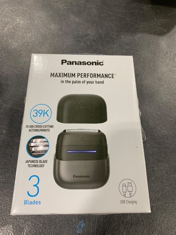 Photo 1 of Panasonic Swipe Right Travel Shaver for Men, Portable Electric Razor with USB-C Charging, 3-Blade Cutting System and Beard Sensor Technology, Wet/Dry Use - ES-CM3A-K