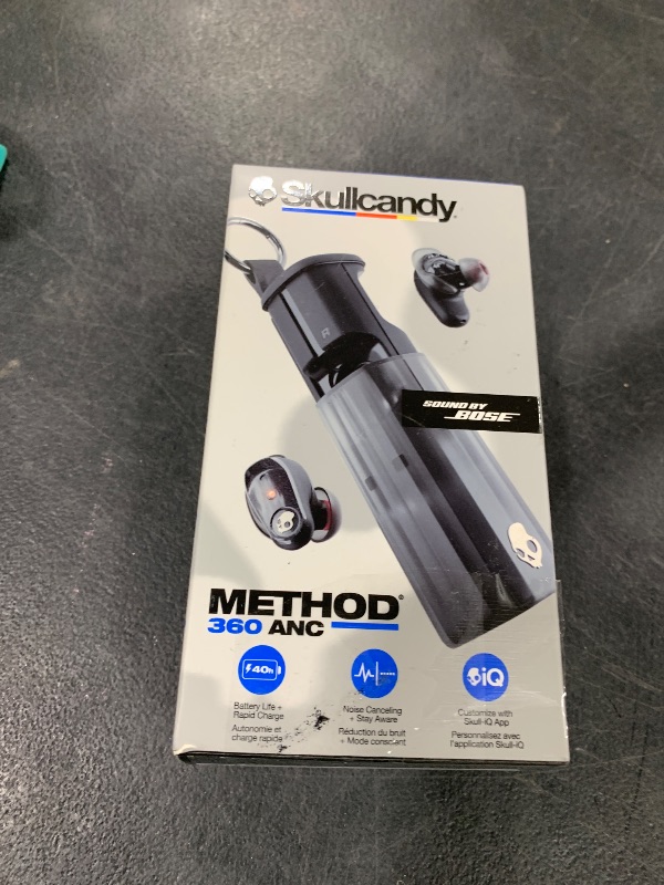 Photo 1 of Skullcandy Method 360 ANC Wireless Earbuds, Sound by Bose, Bluetooth Headphones, Premium Noise Cancelling, Up to 40 Hrs Battery, Sweat and Water Resistant, Microphone for iPhone Android - True Black