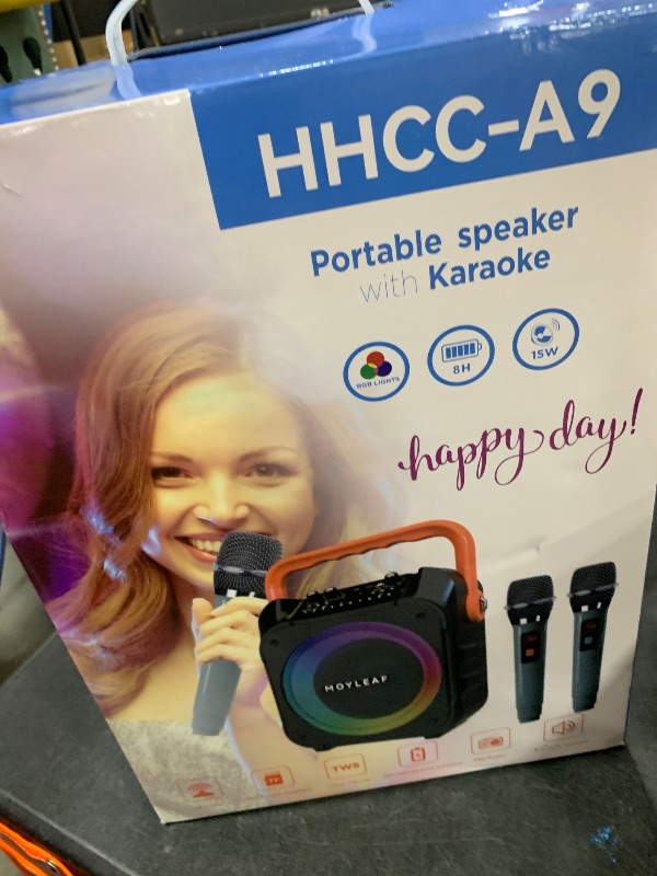 Photo 1 of Karaoke Machine with 2 Wireless Microphones,Portable Karaoke Machine for Adults & Kids,Karaoke Microphone with PA System,Karaoke Speaker Supports for TWS,USB,FM,REC,AUX in,TF Card