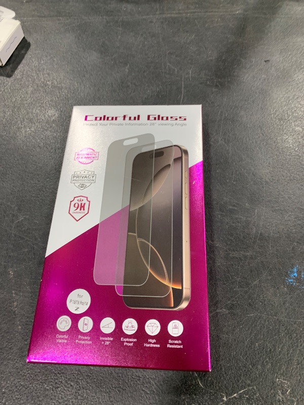 Photo 1 of Ifaeveus 2 Pack Privacy Screen Protector for iPhone 14/13 Pro/13 Tempered Glass 6.1inch Private Saver Purple Anti-Spy Anti-Blue Light Anti-Scratch Full Coverage