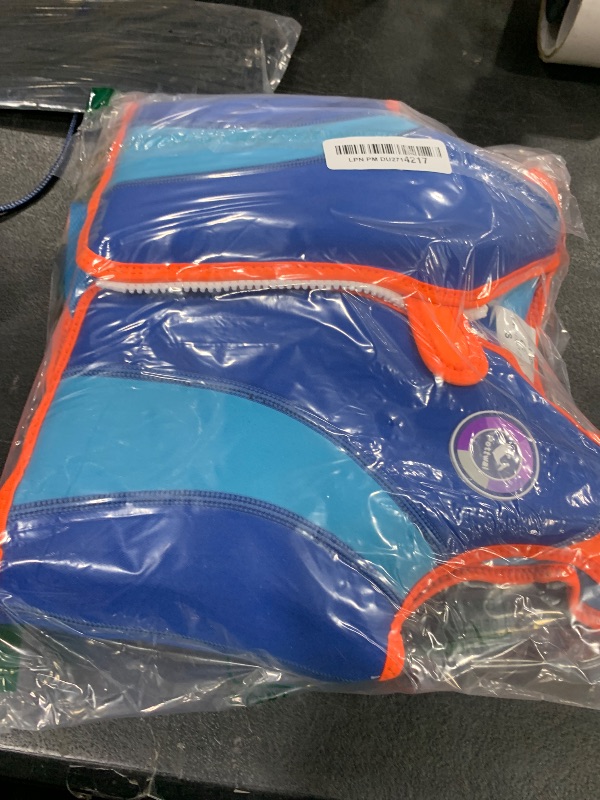 Photo 1 of Pottwal Swim Vest for Kids - Swim Jacket for 3-6 Years (40-66LBS Weight) - Buoyancy Aid Made of EPE and Neoprene - with Adjustable Crotch Strap - Orange Blue Fish Fin Pattern