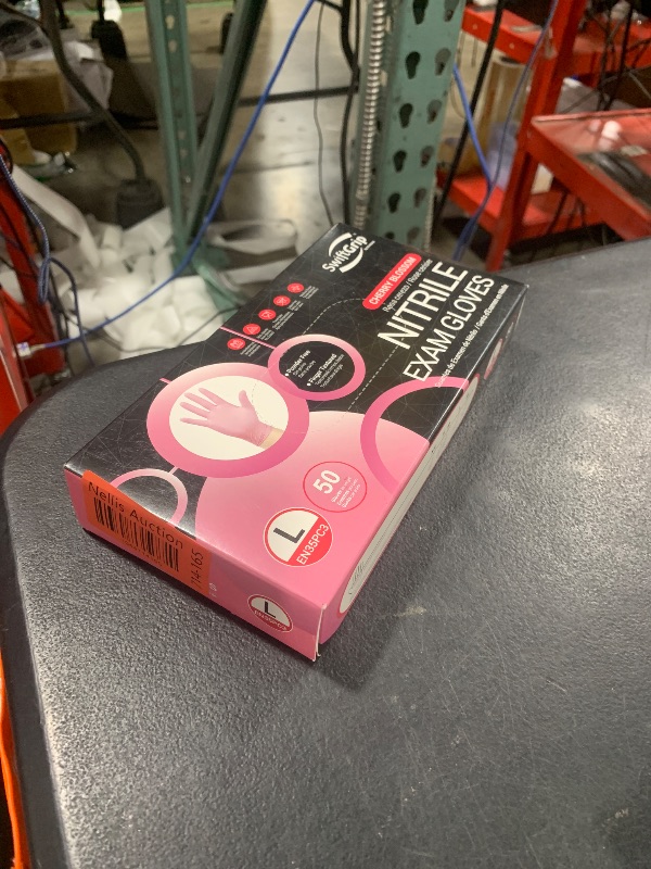 Photo 1 of SwiftGrip Nitrile Disposable Gloves, 3-mil, Pink Industrial Gloves Disposable Latex Free, Gloves for Cleaning & Esthetician, Pink Rubber Gloves, Pink Cleaning Gloves, Powder-Free, 50-ct Box (Large)