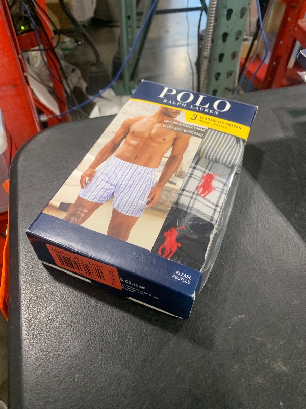 Photo 1 of POLO Ralph Lauren Men's Classic Fit Cotton Woven Boxers 3-Pack, Bengal Stripe/Red, Stockton Plaid/Red, Black/Red-3 Pack, Small