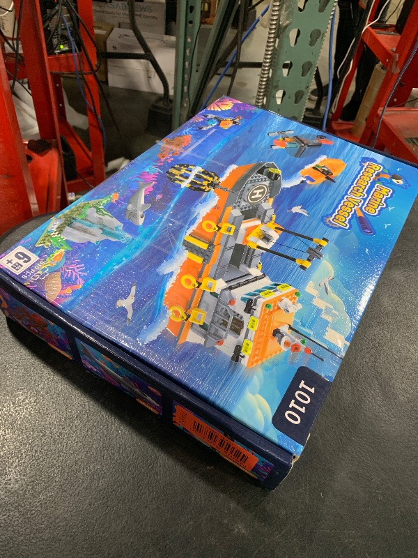 Photo 1 of AKWME City Ocean Explorer Ship Building Set, Exploration Boat Set Toy Building Block with LED Lights, Helicopter, Submarine and Shark Cage, Birthday Gifts for 6 8 10 12 Years Old Boys Kids Girls