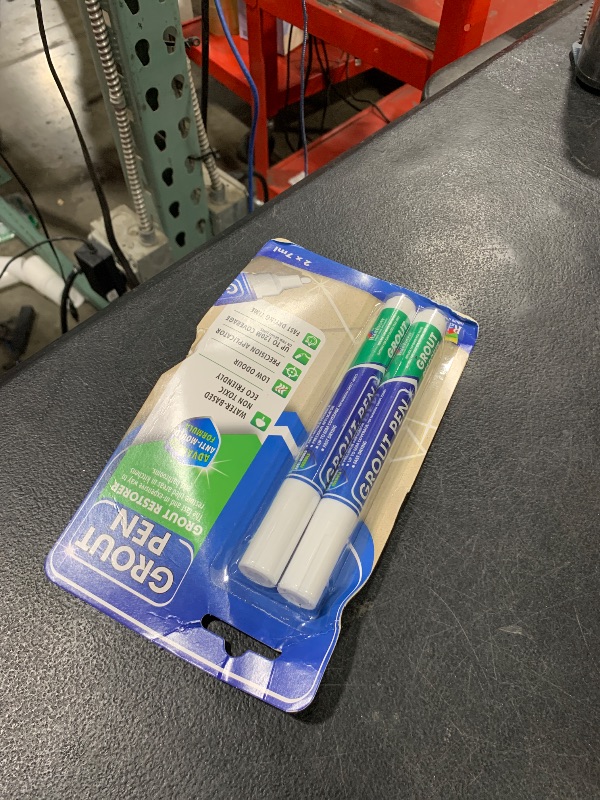 Photo 1 of Grout Pen White Tile Grout Paint Marker: Waterproof Tile Grout Colorant and Sealer Pens for Cleaner Looking Floors & Whitener Without Bleach - Narrow 5mm, 2 Pack with Extra Tips (7mL) - White