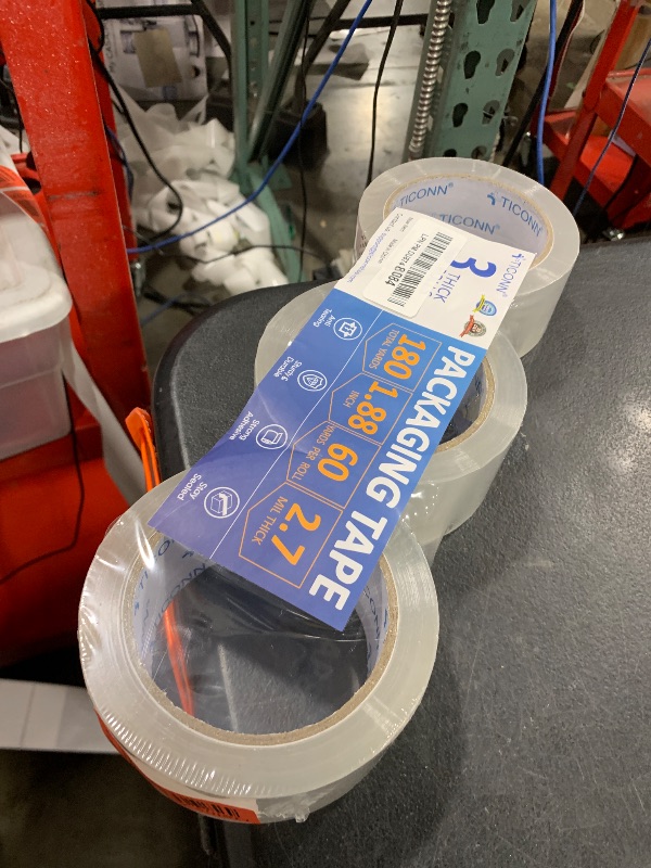 Photo 1 of TICONN Packing Tape, 180 Yards Heavy Duty Clear Packaging Tape 2.7 mil Shipping Tape, 1.88 inch x 60 Yards Tapes for Shipping, Mailing, Moving (3 Pack)