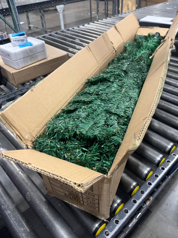 Photo 1 of Mohzate 7ft Spruce Artificial Christmas Tree Green Holiday Christmas Pine Tree 1000 Branch Tips with Hinges and Foldable Base for Home Office Shops Party Decoration Indoor Outdoor