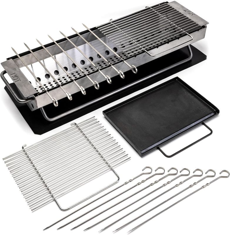 Photo 1 of Hibachi Grill Outdoor Complete Kit - Yakitori Grill - Japanese Tabletop Grilling - Konro Mangal - Binchotan Charcoal BBQ - Perfect for the Park and Your Backyard
