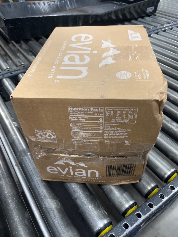 Photo 1 of Evian Natural Spring Water, 1 L bottle, 12 pack