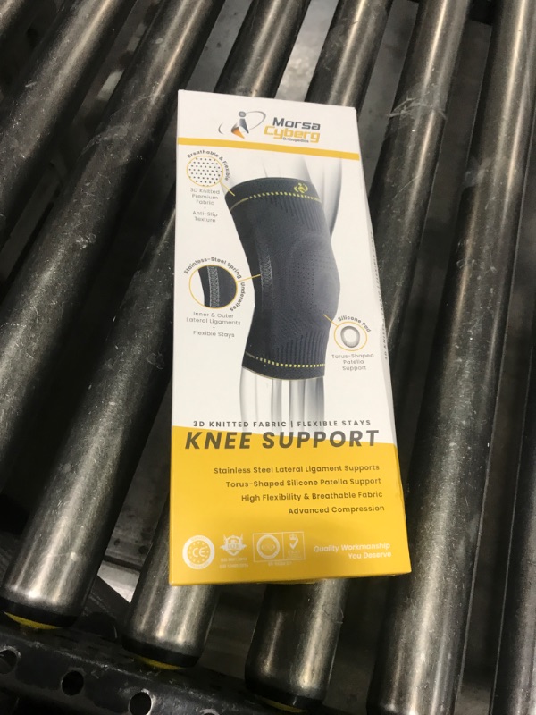 Photo 1 of Morsa Cyberg Knee Support for Women, Knee Brace for Men Meniscus Tear, Stainless Steel with Flexible Stays, Patella Knee Sleeve, Compression, Stabilizer, Fit, Anti Sweating, Unisex, Grey (Large)