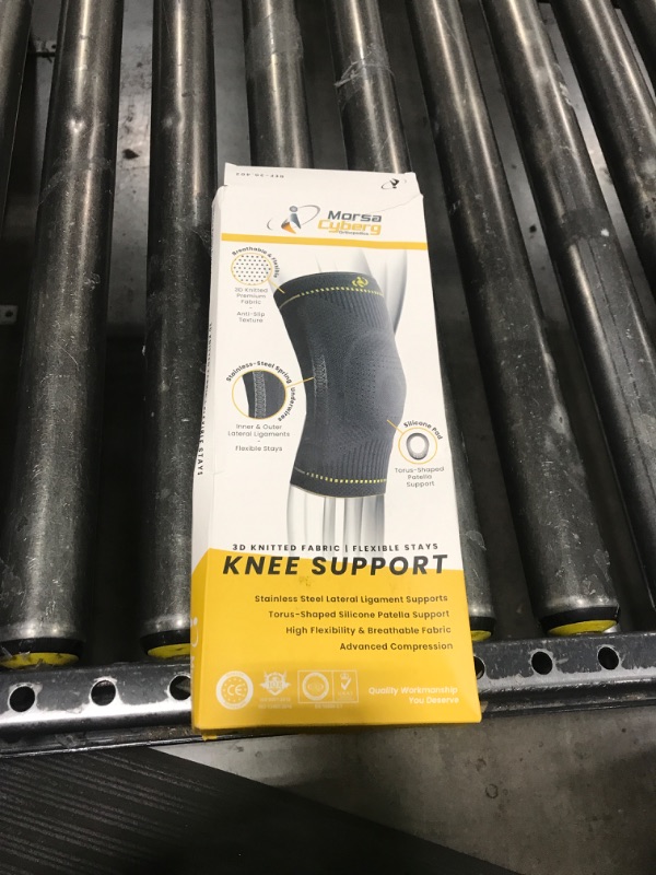 Photo 1 of Morsa Cyberg Knee Support for Women, Knee Brace for Men Meniscus Tear, Stainless Steel with Flexible Stays, Patella Knee Sleeve, Compression, Stabilizer, Fit, Anti Sweating, Unisex, Grey (Large)