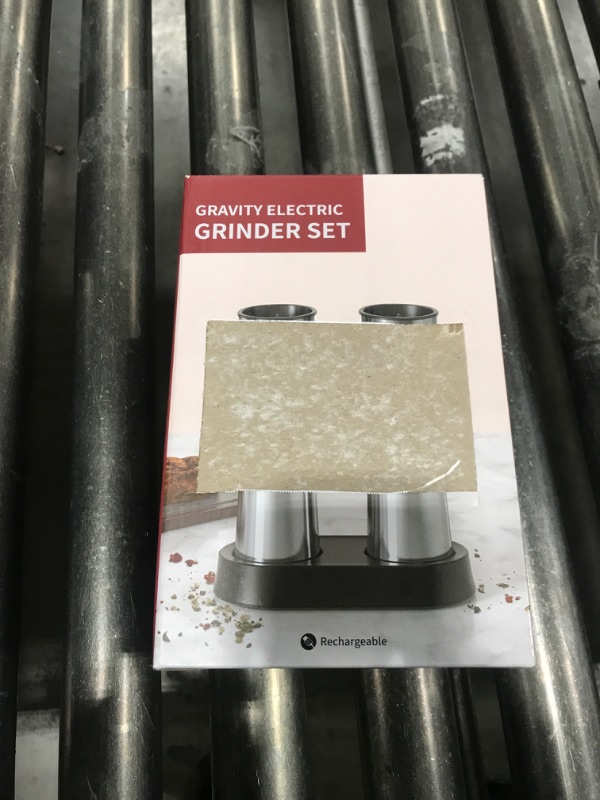 Photo 1 of Electric Salt and Pepper Grinder Set — Gravity Rechargeable Salt Pepper Grinder with Charging Base and LED Light, Adjustable Coarseness, Large Capacity, One-handed Operation Salt Pepper Mills