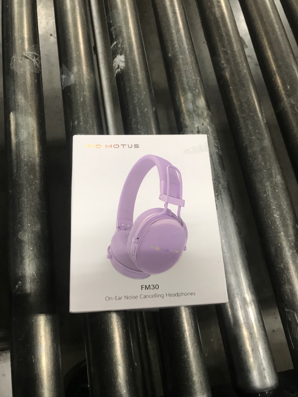 Photo 1 of FIO MOTUS Active Noise Cancellation Wireless Bluetooth On-Ear Headphones:with - Hi Res Sound Up to 55H Battery Life, Lightweight, Comfortable, Foldable Design, for Home Office Travel Purple