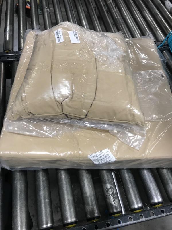 Photo 1 of Basic Beyond Deep Seat Patio Cushions, 24x24 Outdoor Chair Cushions for Patio Furniture with Removable Cover, Patio Furniture Cushions with Ties and Handle, Khaki