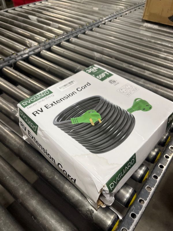Photo 1 of RVGUARD 30 Amp 50 Foot RV Extension Cord, Heavy Duty 10/3 Gauge STW Cord with LED Power Indicator and Cord Organizer, TT-30P/R Standard Plug, Green, ETL Listed