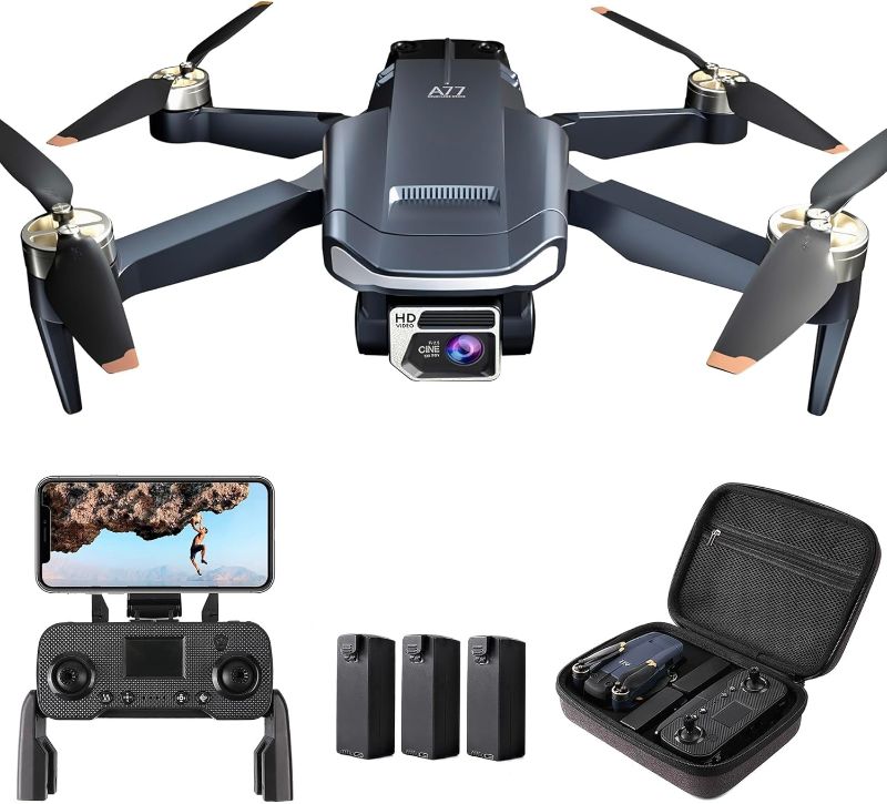 Photo 1 of 2650 ft Long Range Super Enduring Brushless Motor Drone with 84 Mins Super Long Flight Time, Drone with 4K HD Camera for Beginners, CHUBORY A77 WiFi FPV Quadcopter, Follow Me, Auto Hover, 3 Batteries

