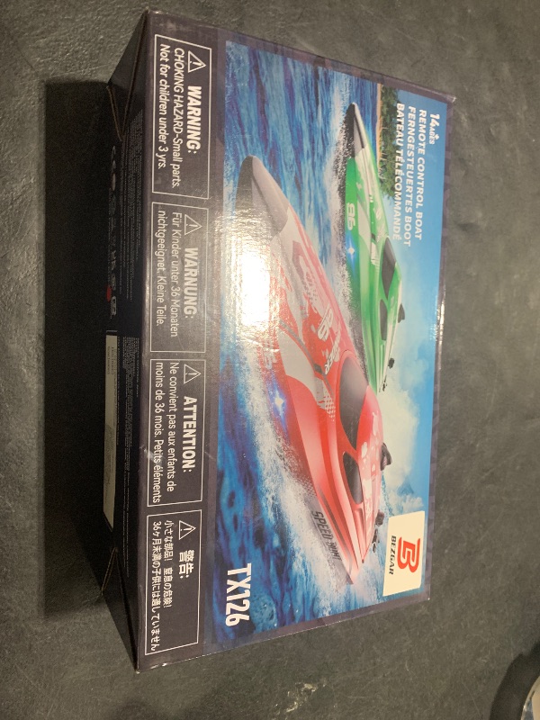 Photo 1 of BEZGAR RC Boat for Kids & Adults, Fast RC Speed Boat with 700mAh Battery, Waterproof Toy for Lakes & Pools - TX126 Red