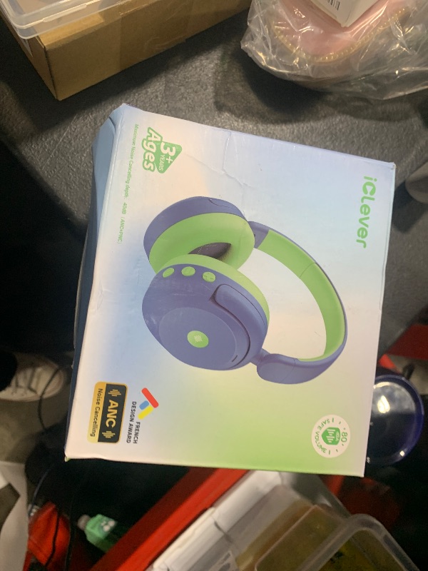 Photo 1 of iClever BTH20 Active Noise Cancelling Headphones for Kids, 60H Play Time,Type C Fast Charging, Safe Volume 80dBA, Bluetooth5.4, Award-Winning Kids Headphones Wireless for iPad Tablet Airplane, Blue