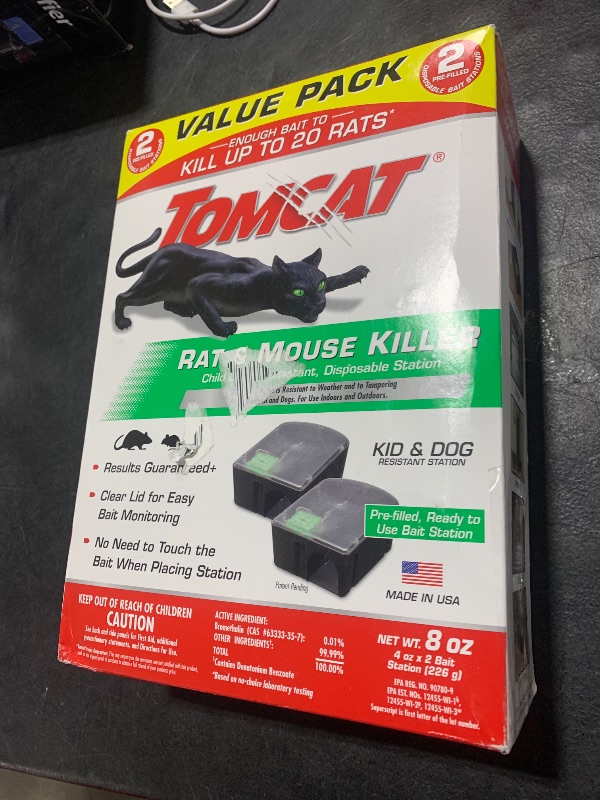 Photo 1 of Tomcat Rat and Mouse Killer Disposable Stations for Indoor/Outdoor Use: Child and Dog Resistant, Pre-Filled, Easy Monitoring, 2-Pack