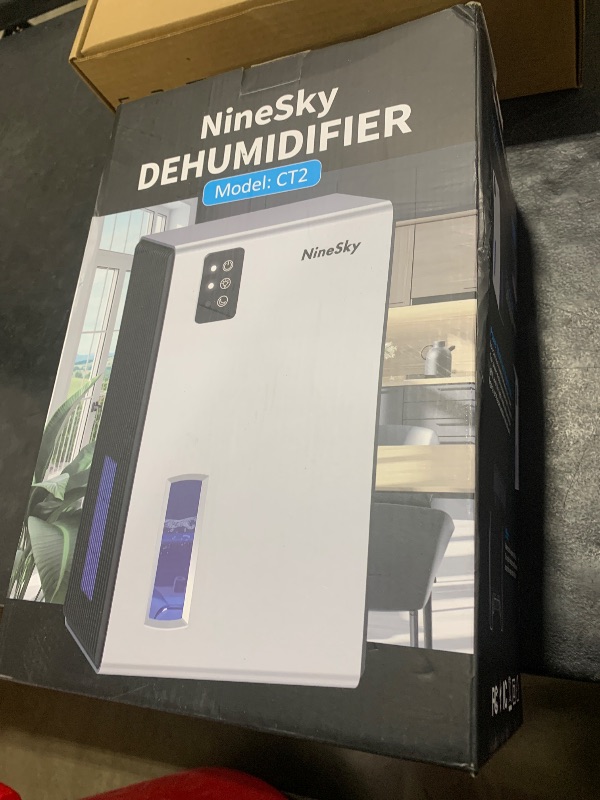 Photo 1 of NineSky Dehumidifier for Home, 95 OZ Water Tank, (1000 sq.ft) Dehumidifiers for Bathroom Bedroom Basement with Auto Shut Off,7 Colors LED Light(Silver)