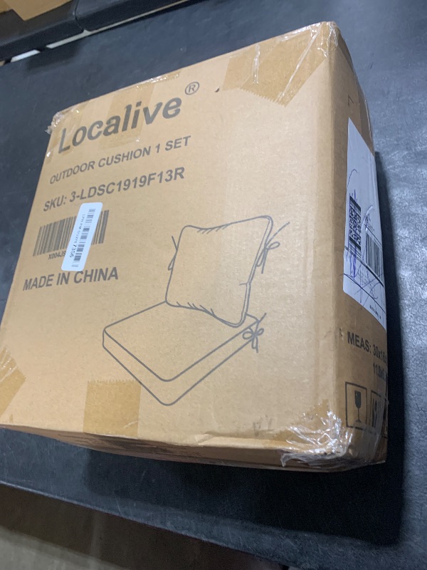 Photo 1 of Localive 19"x19" Outdoor Cushion Set of 1 Resilient Foam Filling Water-Proof Stain-Resistant UV Resistant Weather Resistant Patio Cushions with Handles & Ties for Chairs Couch Upholstery Riverbed