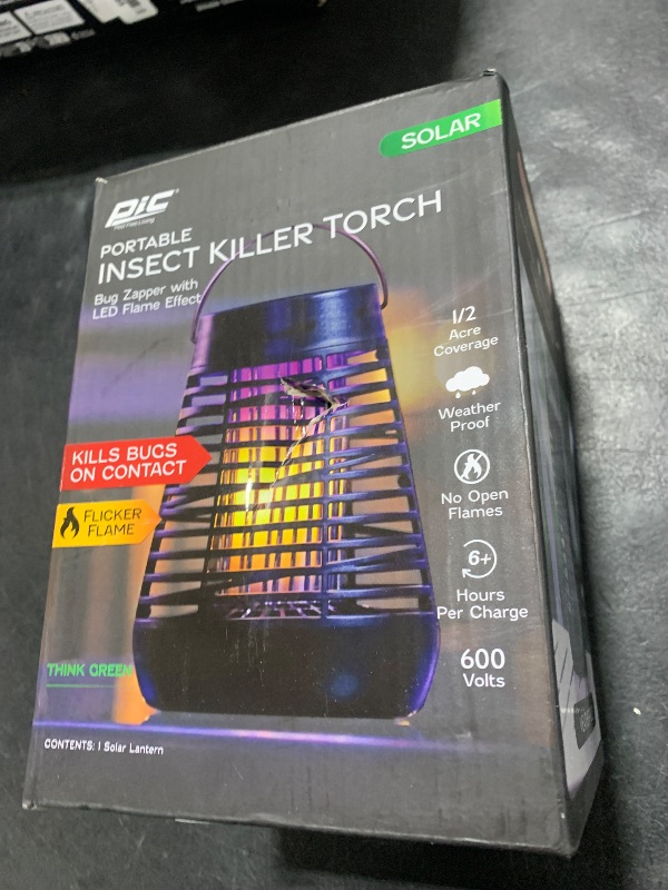 Photo 1 of PIC Portable Solar Insect Killer Torch (FLPT), Bug Zapper and Flame Accent Light, Kills Bugs on Contact
