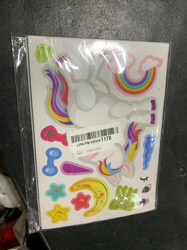 Photo 1 of 24 Sheets Make Your Own Unicorn Stickers Make A Face Stickers for Kids Toddlers with Unicorns DIY Craft Kids Party Favor Supplies Crafts