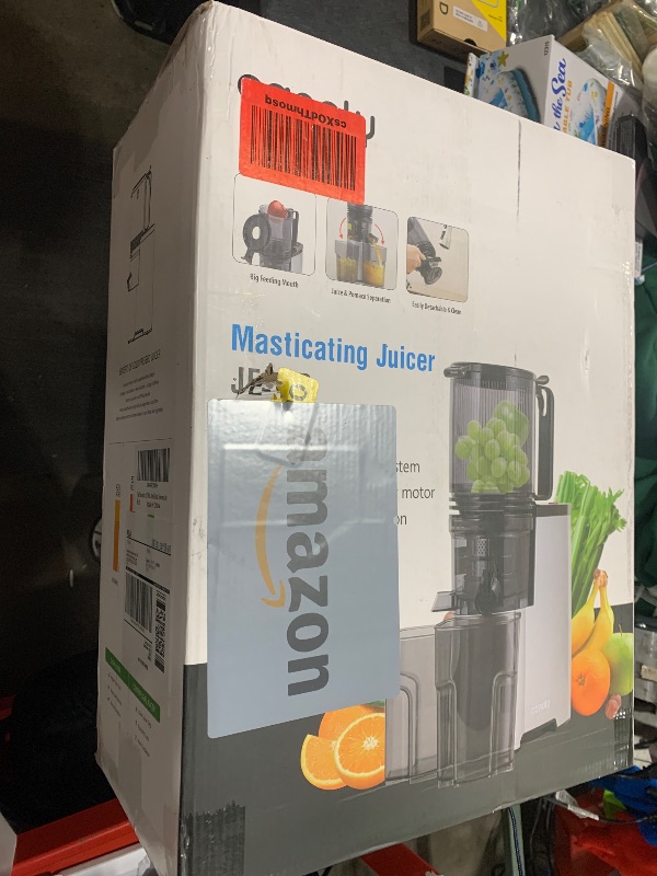 Photo 1 of Cold Press Juicer, 5.8" Wide Feed Chute Juice Extractor Machine with 400W, High Juice Yield, Slow Masticating Juicer for Whole Vegetables & Fruits, Metallic Silver