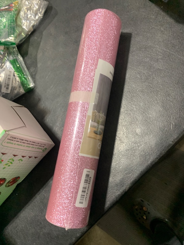 Photo 1 of CHIHUT 15.7''x236'' Pink Glitter Peel and Stick Wallpaper Self Adhesive Sparkle Glitter Contact Paper for Cabinets Dresser Removable Vinyl Fabric Wallpaper Roll for Bedroom Walls Art Craft Cardstock